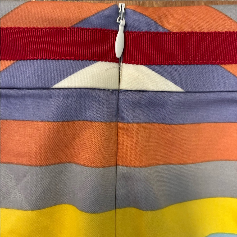 Boden Red Stripe Pencil Skirt Lined Stretch Back Zip Cotton Stretch Sz 10 - Picture 6 of 11